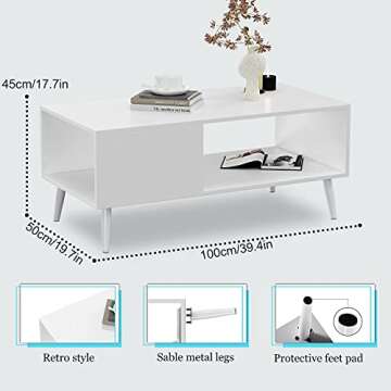 Yusong Modern Wood Coffee Table for Living Room