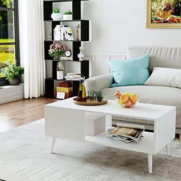 Yusong Modern Wood Coffee Table for Living Room