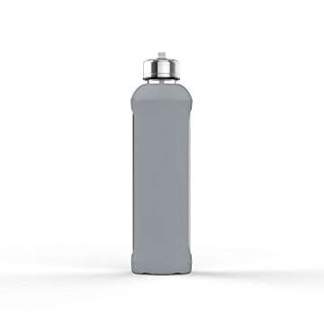 32 Oz Glass Water Bottle With Silicone Sleeve Leak Proof Lid 1L Time Marked Measurements BPA-Free For To-Go Travel At Home Reusable Eco Friendly Safe For Hot Liquids Tea Coffee Daily Intake (Gray)