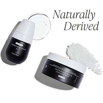 Bushbalm Ingrown Hair and Razor bumps 3 Step Routine - Moisturize and Calm - Ingrown Hair Oil (30 ml), Exfoliating Scrub (236 ml) and Nordic Dry Brush - Sweet Escape