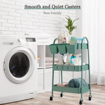 danpinera 3-Tier Rolling Cart for Stylish Storage Solutions