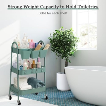 danpinera 3-Tier Rolling Cart for Stylish Storage Solutions