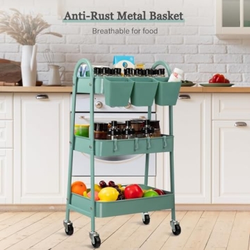 danpinera 3-Tier Rolling Cart for Stylish Storage Solutions