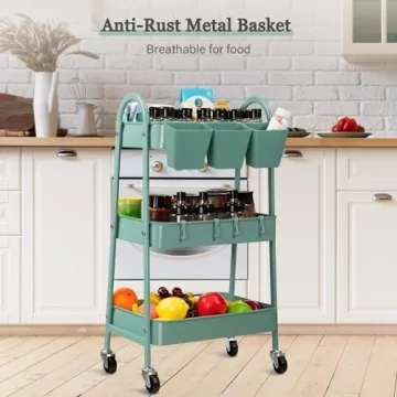 danpinera 3-Tier Rolling Cart for Stylish Storage Solutions