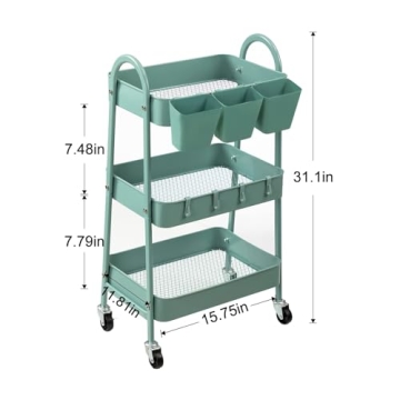 danpinera 3-Tier Rolling Cart for Stylish Storage Solutions