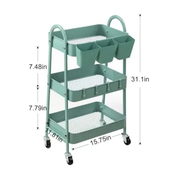 danpinera 3-Tier Rolling Cart for Stylish Storage Solutions
