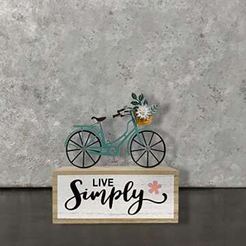 Eternhome Spring Block Bicycle Live Simple Decoration for Home Wooden Farmhouse Metal Signs Rustic V...