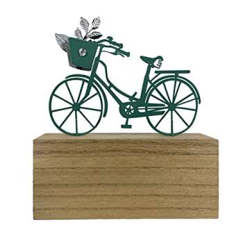 Eternhome Spring Block Bicycle Live Simple Decoration for Home Wooden Farmhouse Metal Signs Rustic Vintage Decorations for Table House Kitchen Living Room Indoor Outdoor Country Art 10”x 5"