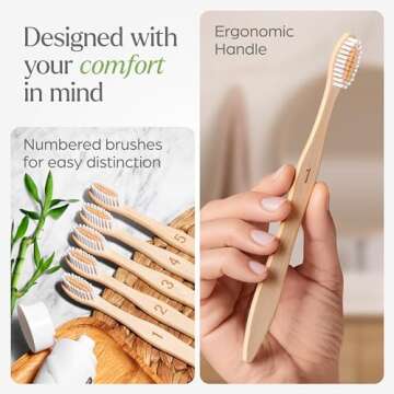 VIVAGO Biodegradable Bamboo Toothbrushes 10 Pack - BPA Free Soft Bristles Toothbrushes, Eco-Friendly, Compostable Natural Wooden Toothbrush