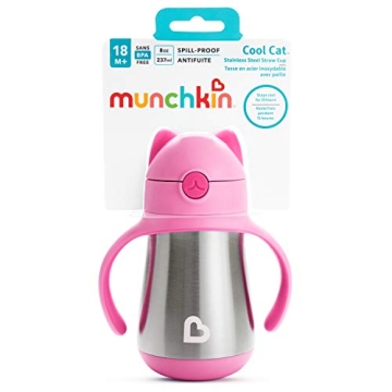 Munchkin Cool Cat Sippy Cup for Toddlers 8 Oz Pink