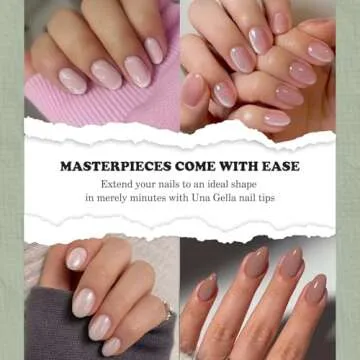 UNA GELLA Short Oval Almond Fake Nails 504pcs Press on Nails Pre-shape Short Almond Round Gel Nail T...