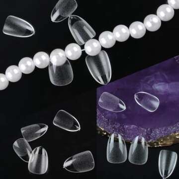 UNA GELLA Short Oval Almond Fake Nails 504pcs Press on Nails Pre-shape Short Almond Round Gel Nail Tips for Full Cover Acrylic False Nails For Nail Extension Home DIY Salon 12 Sizes False Gelly Tips