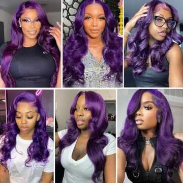 YMS Purple Lace Front Wigs Human Hair 200% Density Purple Human Hair Wigs for Women Body Wave 13x4 Transparent Lace Frontal Wigs Human Hair Pre Plucked 26 Inch Colored Gluless Wigs