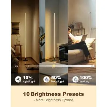 TACAHE Minimalist Corner Floor Lamp - 2700K-6500K Dimmable LED Night Light - Modern Standing Mood Lamp with Remote Control for Living Room, Bedroom - 57" 12W - Black - 1Pack