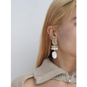 Donabus Statement Pearl Dangle Earrings for Elegant Style