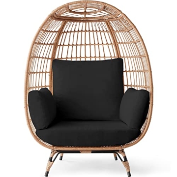 Best Choice Products Wicker Egg Chair - Oversized Indoor Outdoor Lounger