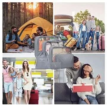 6 Set Packing Cubes for Suitcases, kingdalux Grey Travel Luggage Packing Organizers with Laundry Bag, Compression Storage Shoe Bag, Clothing Underwear Bag, for Man & Women
