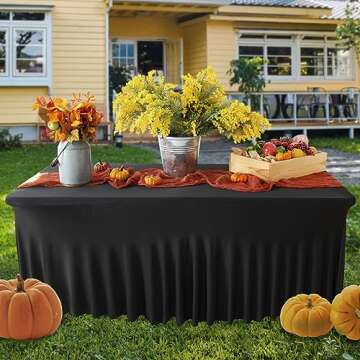 Your Magic Moment Table Skirt Set of 2 for Rectangle Tables 6 ft Black Table Cloth for Rectangle Table Black Table Cloth for 6 Foot Folding Tables Black Tablecloth Spandex Table Covers