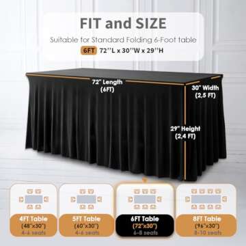 Your Magic Moment Table Skirt Set of 2 for Rectangle Tables 6 ft Black Table Cloth for Rectangle Table Black Table Cloth for 6 Foot Folding Tables Black Tablecloth Spandex Table Covers