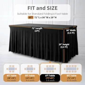 Your Magic Moment Table Skirt Set of 2 for Rectangle Tables 6 ft Black Table Cloth for Rectangle Table Black Table Cloth for 6 Foot Folding Tables Black Tablecloth Spandex Table Covers
