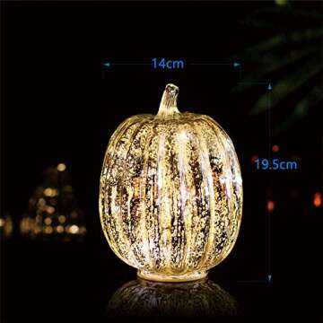 Mercury Glass Pumpkin Light with Timer for Halloween Pumpkin Decorations Fall and Thanksgiving Decor...