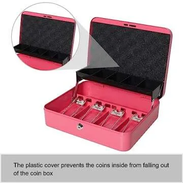 Jssmst Large Cash Box with Lock - Pink Money Storage Box