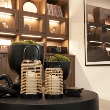 Natural Rattan Boho Lanterns - Handcrafted Decor to Enhance Every Corner of Your Home - Modern Farmhouse Beauty Perfect for Any Living Room, Indoor Coffee Table or Kitchen Dining Table