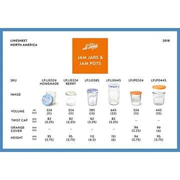 Le Parfait Jam Jars - 11oz Pack of 6 Canning Jars