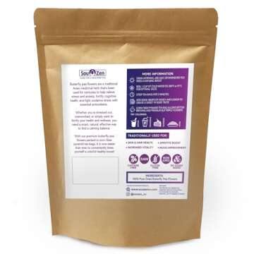 Sou Zen Butterfly Pea Flowers 35 Corn-fiber Pyramid Tea Bags | Premium Quality | Natural, Raw Drink ...