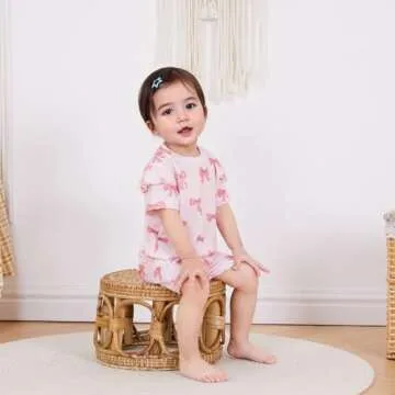 NZNDSHD Toddler Girls Summer Bow Print Set with Shorts