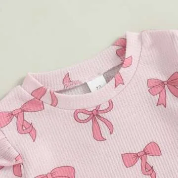 NZNDSHD Toddler Girls Summer Bow Print Set with Shorts