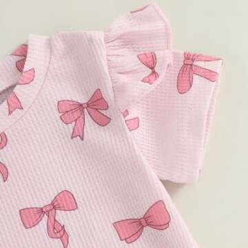 NZNDSHD Toddler Girls Summer Bow Print Set with Shorts