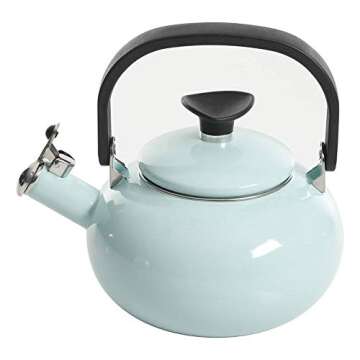 Kenmore Broadway Enamel on Steel Tea Kettle, 1.5-quart, Glacier Blue