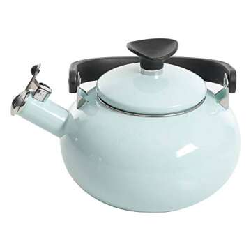 Kenmore Broadway Enamel on Steel Tea Kettle, 1.5-quart, Glacier Blue