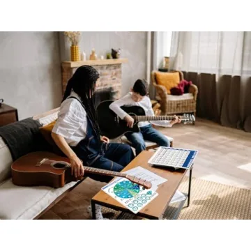 Jinlop Guitar Chords Poster Chart,Guitar Chart Double Side Laminated Guitar Chord Cheat Sheet for Beginner to Learn Harmony and Music Theory- A4 Size