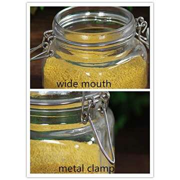 Encheng 16 oz Glass Jars With Airtight Lids And Leak Proof Rubber Gasket,Wide Mouth Mason Jars With Hinged Lids For Kitchen,Glass Storage Containers 6 Pack