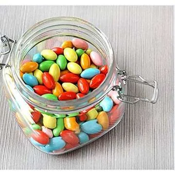 Encheng 16 oz Glass Jars With Airtight Lids And Leak Proof Rubber Gasket,Wide Mouth Mason Jars With Hinged Lids For Kitchen,Glass Storage Containers 6 Pack