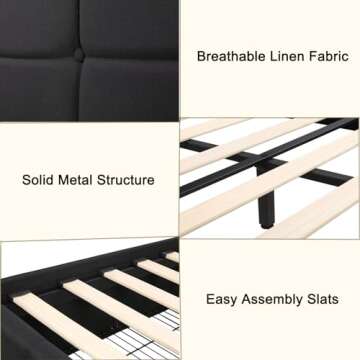 Modern Full Upholstered Bed Frame with Storage Drawers