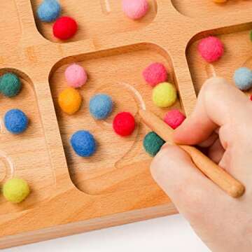 BLUE GINKGO Number Sorting Tray - Wooden Counting, Sorting and Number Tracing Toy - Montessori STEM ...