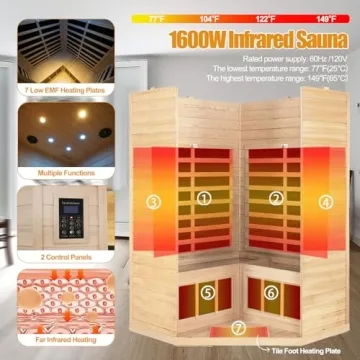 SALUSHEAT Infrared Sauna with Bluetooth for 3 Users