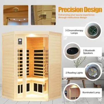 SALUSHEAT Infrared Sauna with Bluetooth for 3 Users