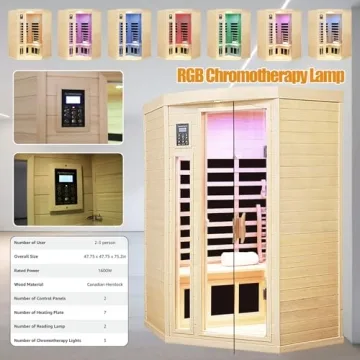 SALUSHEAT Infrared Sauna with Bluetooth for 3 Users