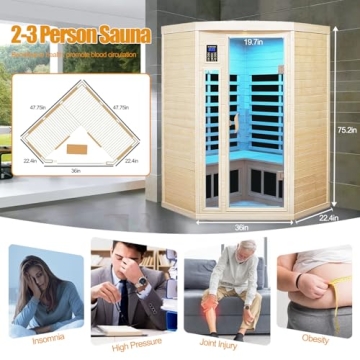 SALUSHEAT Infrared Sauna with Bluetooth for 3 Users