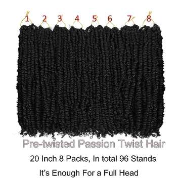 YOLANA 20 Inch Pre-twisted Passion Twist Crochet Hair 7 Packs