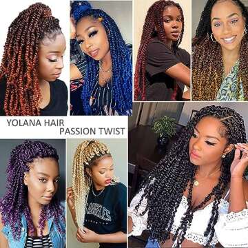 YOLANA 20 Inch Pre-twisted Passion Twist Crochet Hair 7 Packs