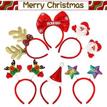MGparty 12 Pieces Christmas Headbands Christmas Parties Favors Decoration Supplies Xmas Gifts Photo ...