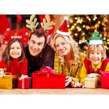 MGparty 12 Pieces Christmas Headbands Christmas Parties Favors Decoration Supplies Xmas Gifts Photo Booth Xmas Tree Snowman Reindeer Antlers Santa Hat