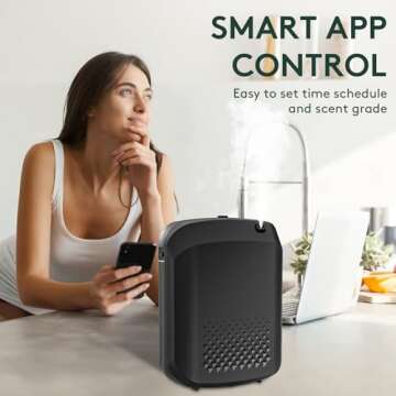 Smart Scent Air Machine for Home, 1500 Sq. Ft Coverage Hotel Collection Diffuser with Smart Cold Air Tech, Bluetooth Cold Air Diffusers with Smart APP Control for Home, Hotel, Spa, Office(Black)