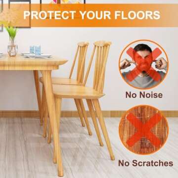 24 Silicone Chair Leg Protectors for Hardwood Floor