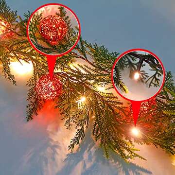 CCINEE 6FT Christmas Garland with Lights Prelit Artificial Xmas Garland with 20 LED Battery Operated Lighted Spruce Garland with Red Christmas Ball for Christmas Tree Home Wall Decor Party Supply